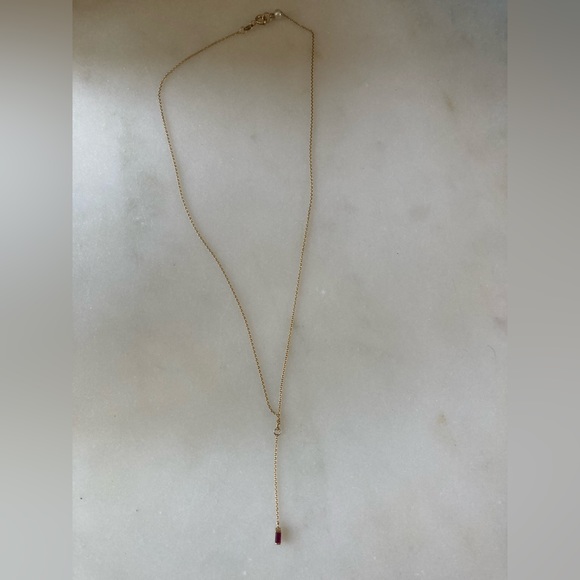 Poppy finch ethically-sourced ruby necklace. 14k gold. Barely worn. - Picture 3 of 3